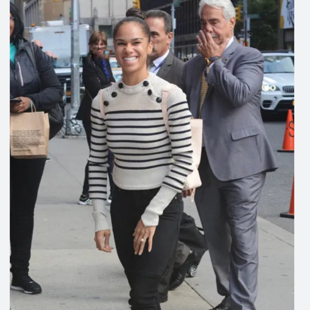 ISABEL MARANT Runway "Hatfield" Stripe Wool Sweater Navy 2025 Misty Copeland - Picture 8 of 9